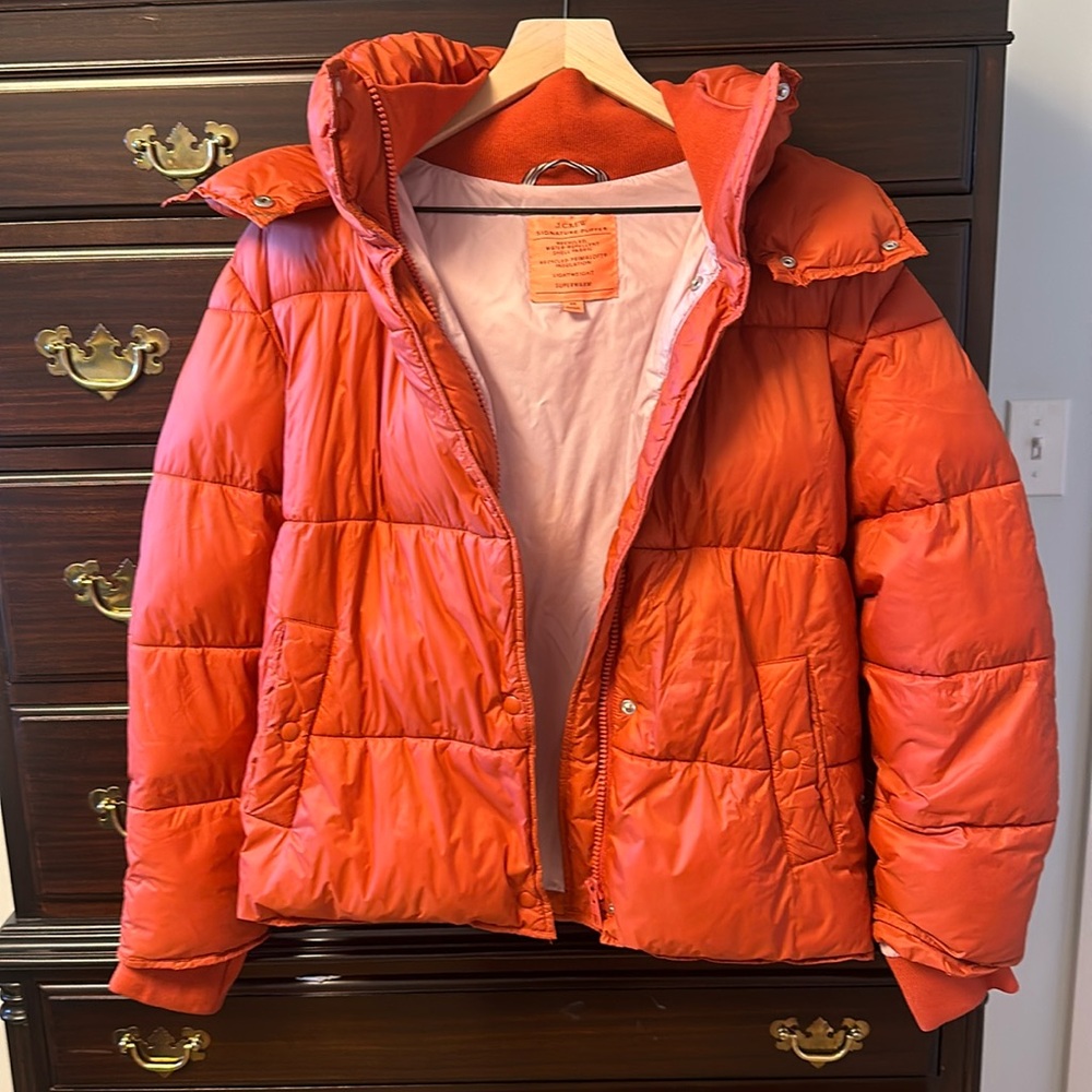 J.Crew Signature Puffer, XS, Rust Orange
